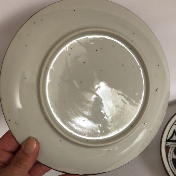 Set Of Two Speckled Southwest Aztec Stoneware Luncheon Plates CVD - Picture 12 of 15